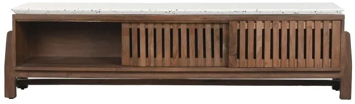 Comoda TV, natur, din lemn de acacia si blat din terrazo, Brione