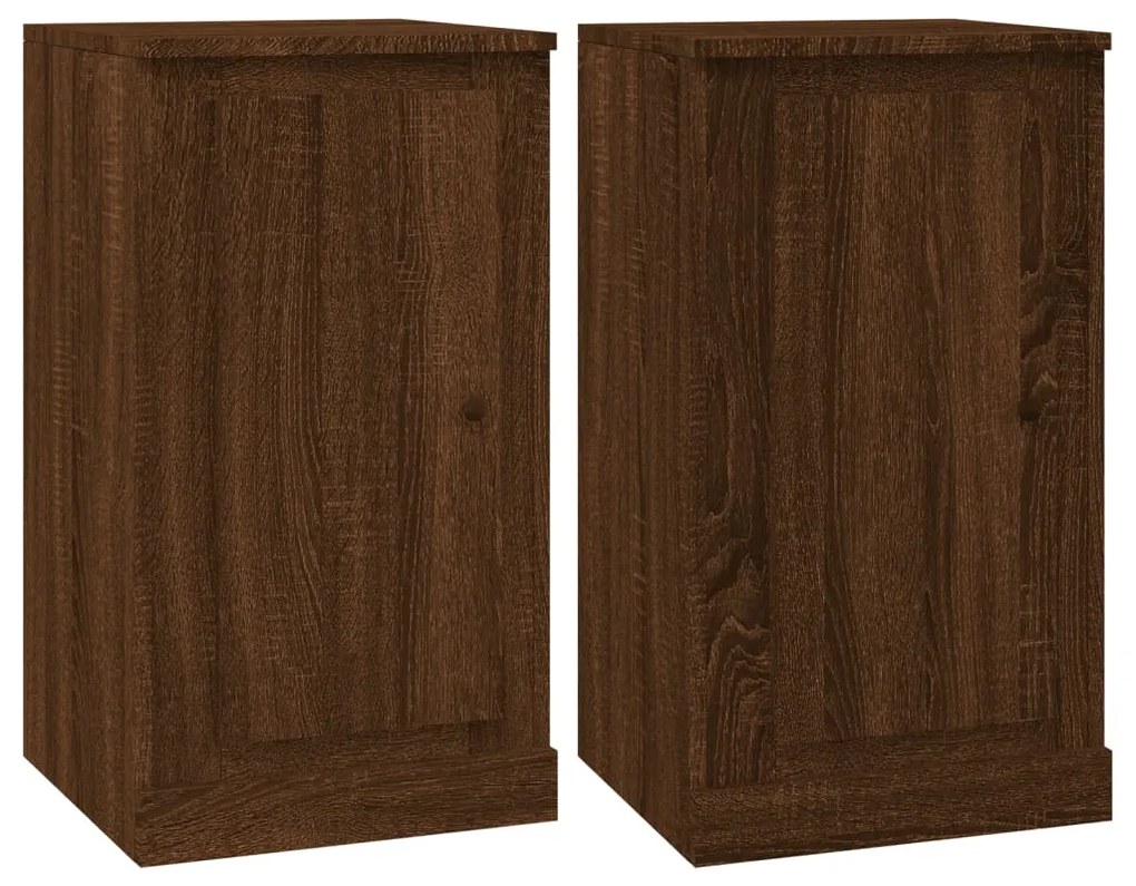 vidaXL Servante, 2 buc. stejar maro, 37,5x35,5x67,5 cm, lemn prelucrat