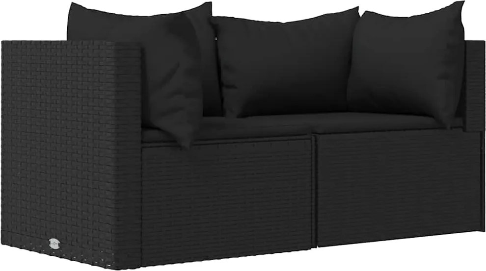 vidaXL Canapele de colț de grădină cu perne 2 buc. negru poliratan