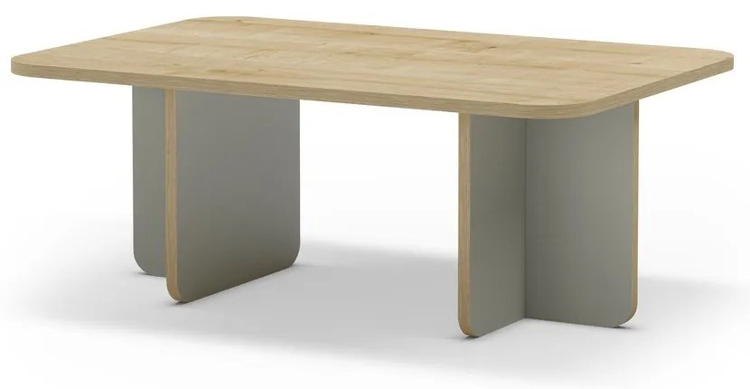 Măsuță de cafea verde-deschis/în culoare naturală cu blat cu aspect de lemn de stejar 56x100 cm Hillary – Marckeric