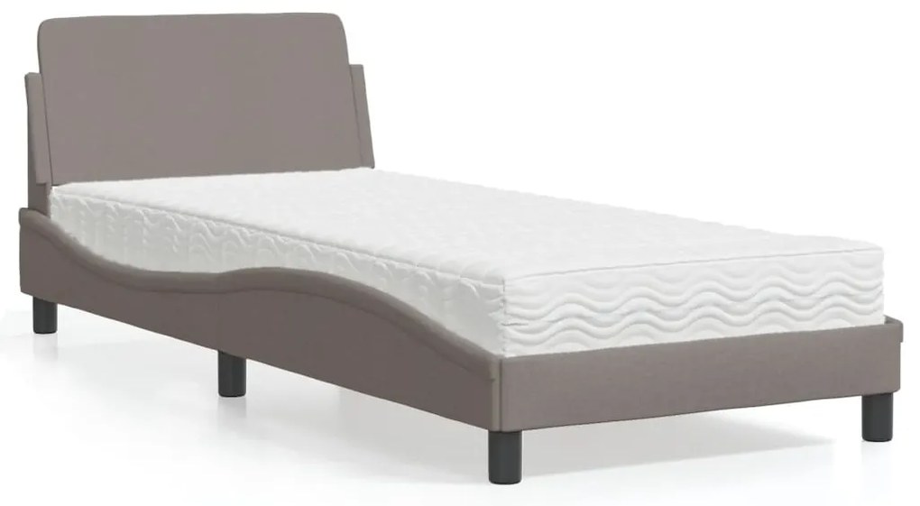 vidaXL Pat cu saltea, gri taupe, 80x200 cm, textil