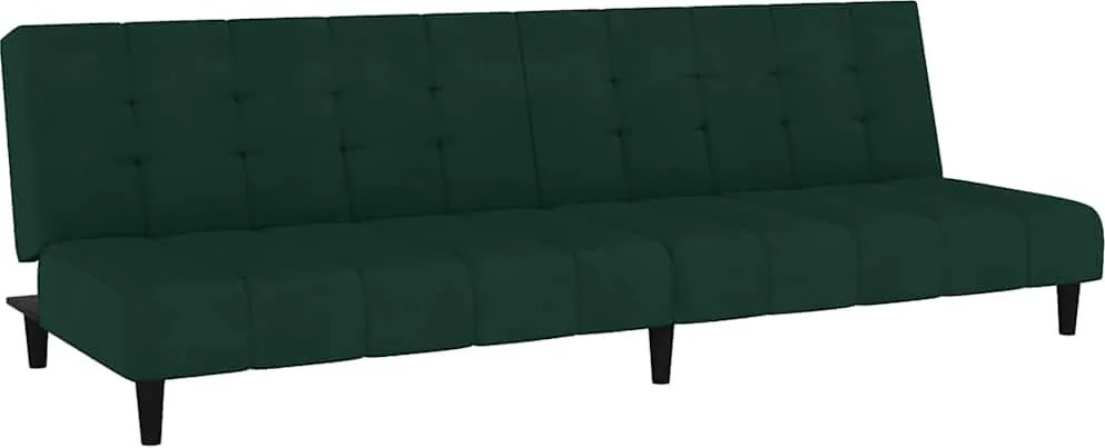 vidaXL Canapea extensibilă cu 2 locuri, verde închis, catifea
