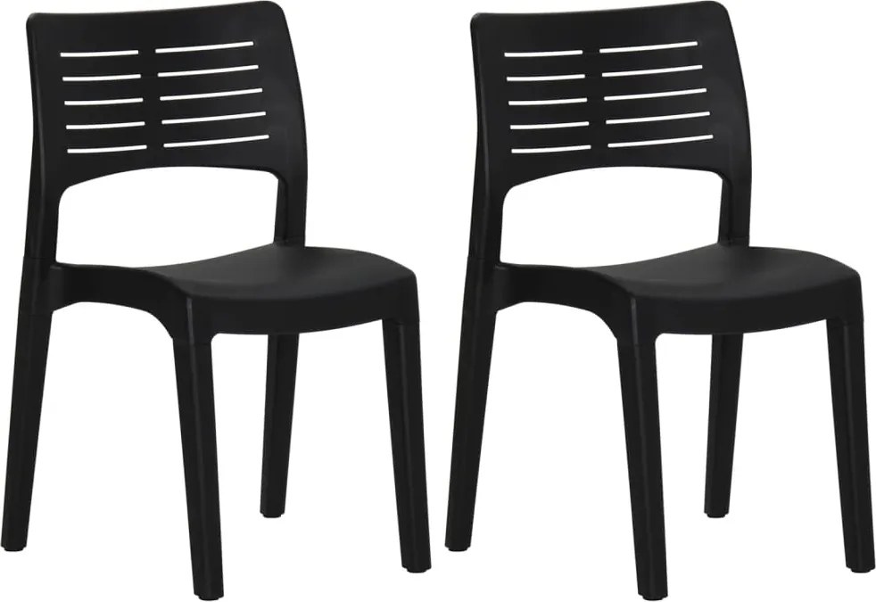 vidaXL Scaune de grădină, 2 buc., antracit, polipropilenă