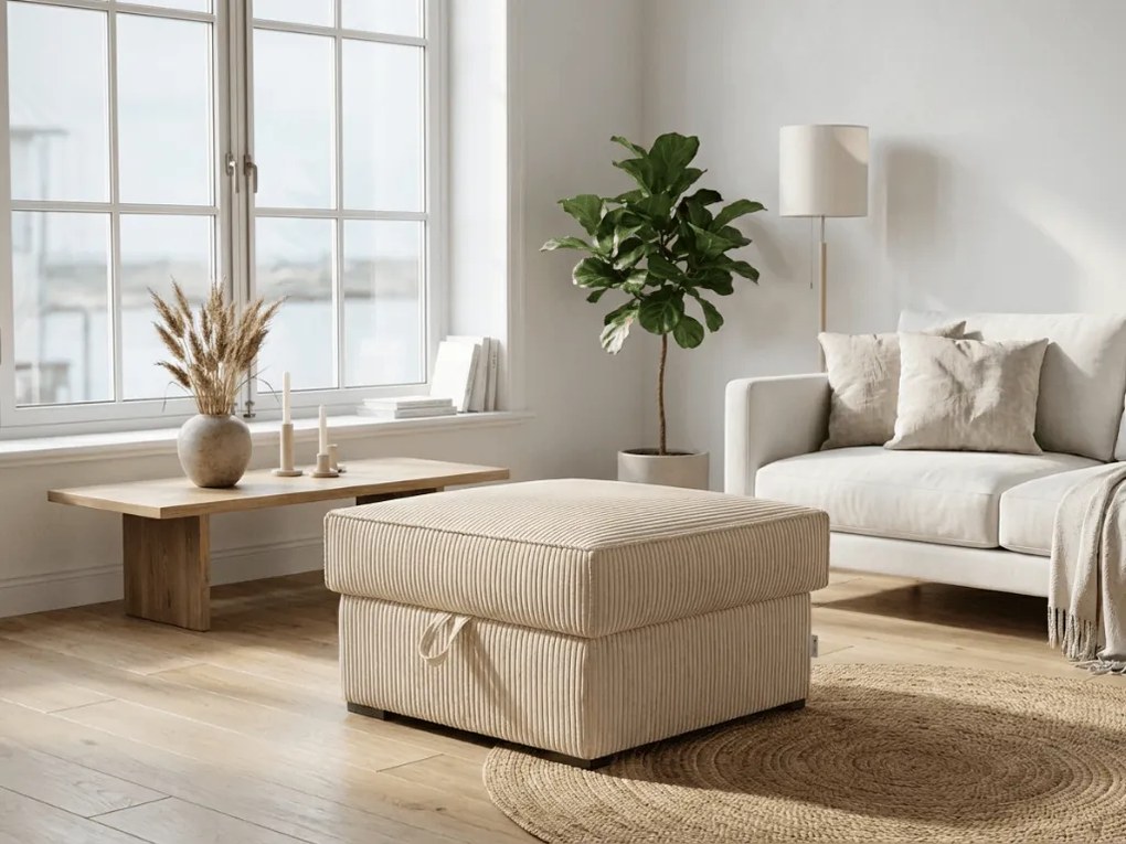 Taburet crem SMART COSARO cu spatiu de depozitare 65x65 cm