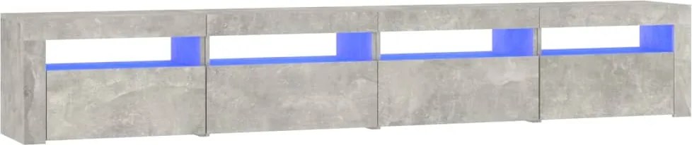 vidaXL Comodă TV cu lumini LED, gri beton, 240x35x40 cm