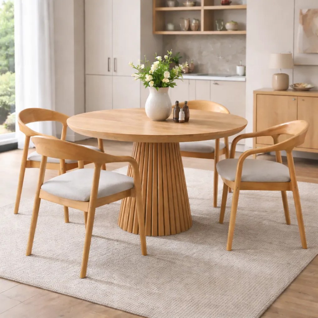 Scaun, lemn masiv, natural/gri, TOROL