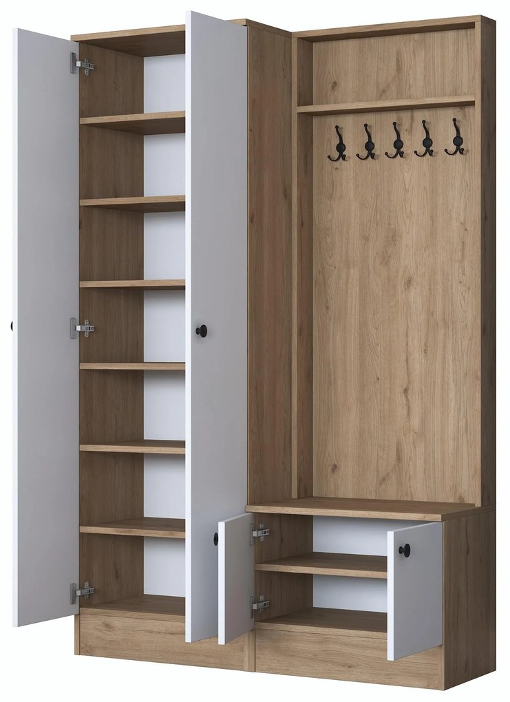 Mobilier hol Pixie 11 (nuc + alb) (cu oglindă). 1102446