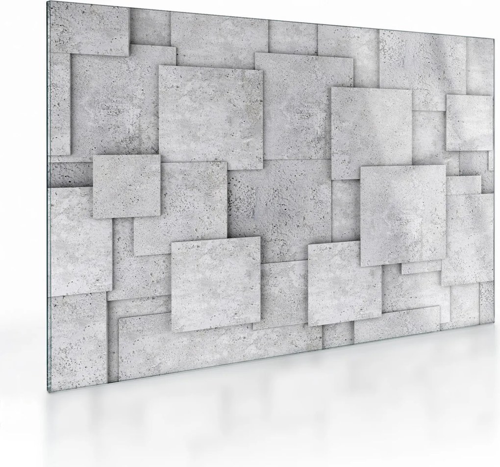 Tablou pe sticlă - Abstracție cu faianță de beton (70x50 cm)