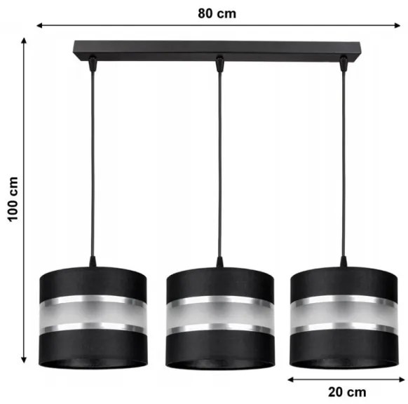 Lustră pe cablu CORAL 3xE27/60W/230V neagră