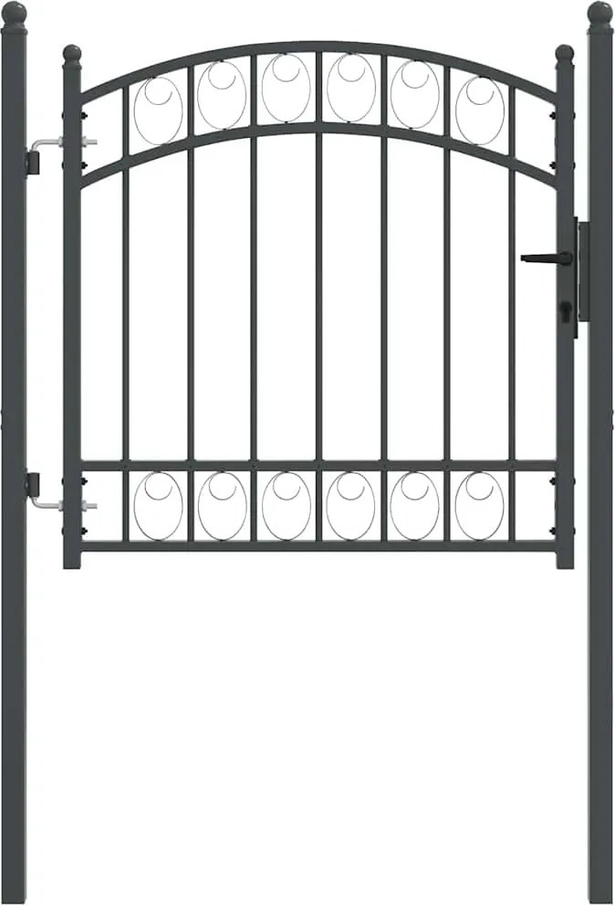 vidaXL Poartă de gard Gri 100 x 100 cm Oțel vopsit în pulbere