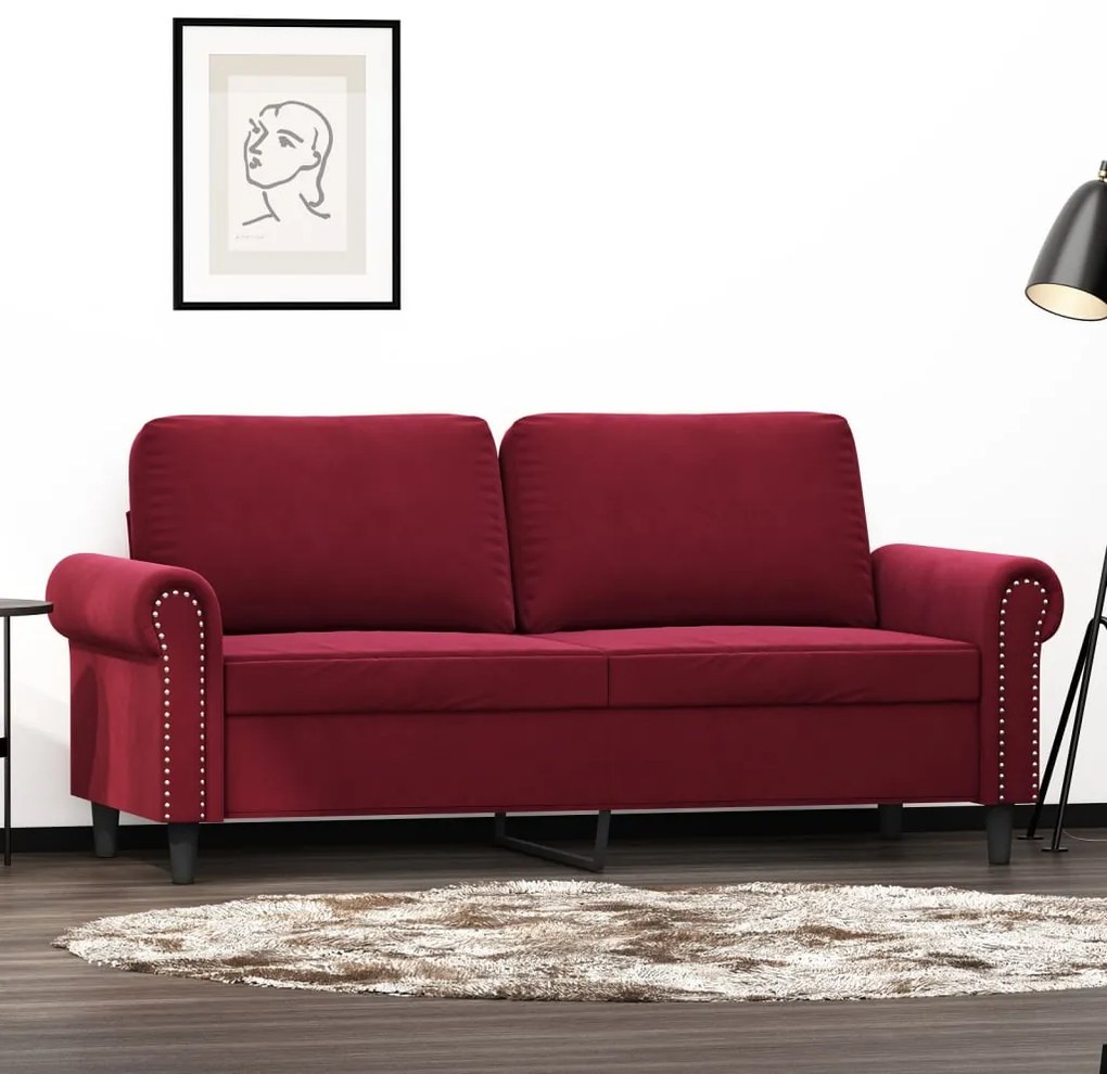 349161 vidaXL Canapea cu 2 locuri, roșu vin, 140 cm, catifea