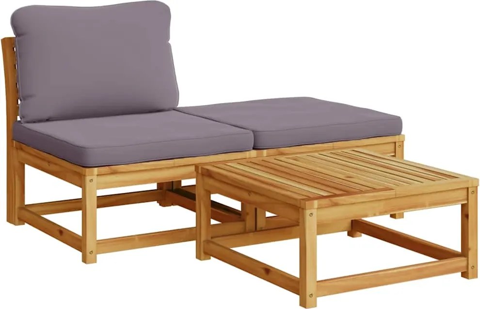 vidaXL Set mobilier de grădină cu perne, 3 piese, lemn masiv acacia