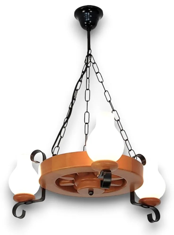 Candelabru rustic fabricat manual din lemn Roata 3L