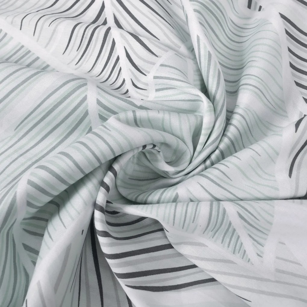 Lenjerie de pat Matex Satin frunze gri , 140 x 200 cm, 70 x 90 cm