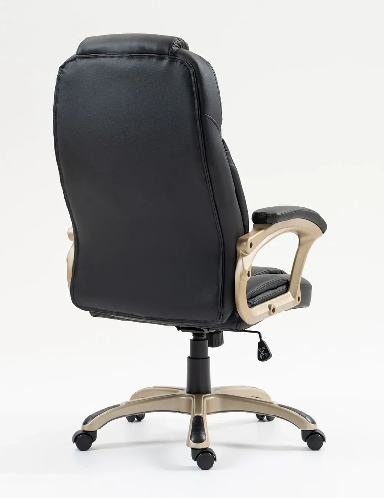 RESIGILAT- Scaun directorial DESMOND, recliner, pivotant, inaltime reglabila, rezistent 150 kg, piele PU, Negru