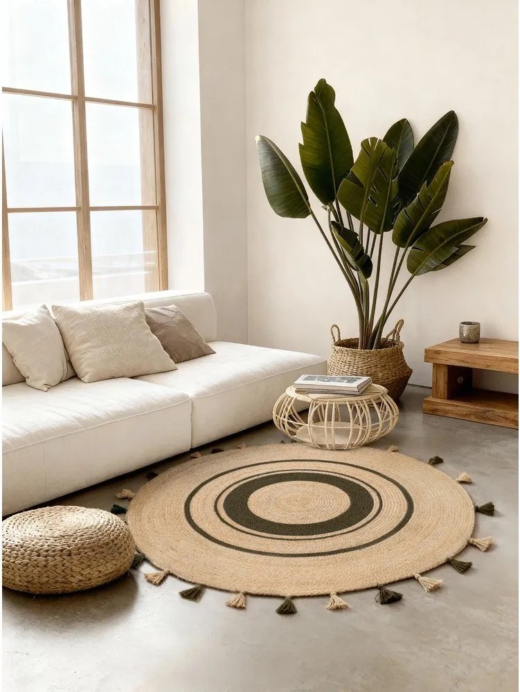 Covor în culoare naturală reversibil/țesut manual rotund din iută ø 150 cm Basil – Hanse Home