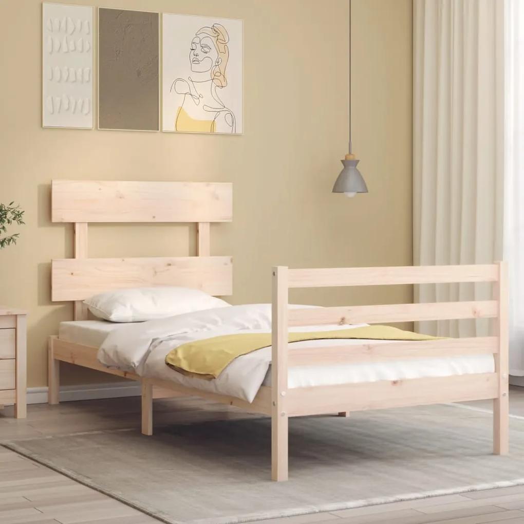 3195076 vidaXL Cadru de pat cu tăblie, 90x200 cm, lemn masiv