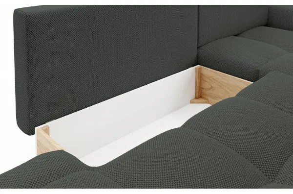 Canapea colțar extensibilă ALMADA, tapițată, cu spațiu de depozitare, în L, dreapta, antracit