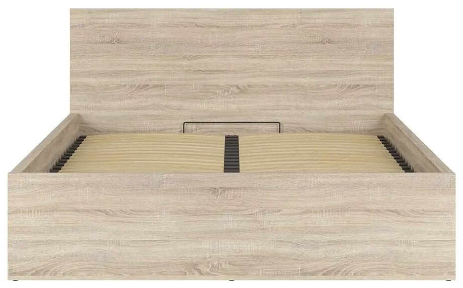 Pat matrimonial 160 cm Tetrix 11 (stejar sonoma) (cu somieră) (cu sp. depozitare). 1098492