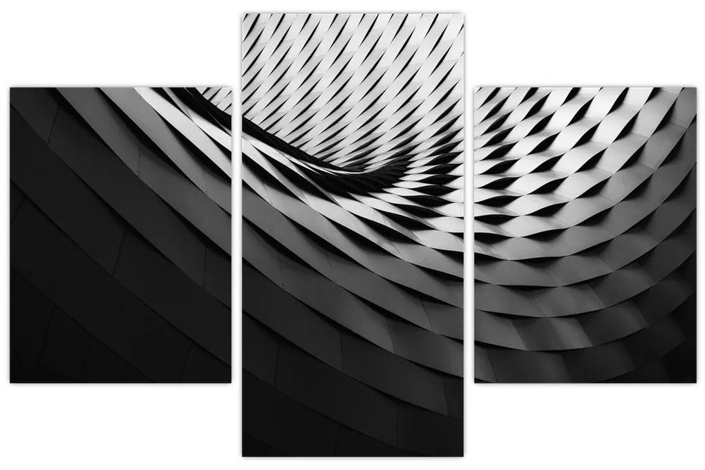 Tablou abstract - spirală alb neagră (90x60 cm)
