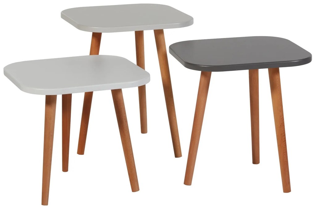 Set măsuțe cafea Tuvantille T (antracit + Stejar alb). 1127621