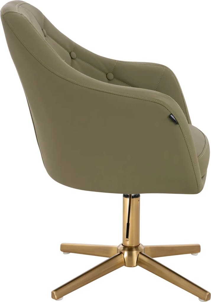 HR831CROSS Scaun Khaki Piele Ecologica Premium Soft cu Bază Aurie