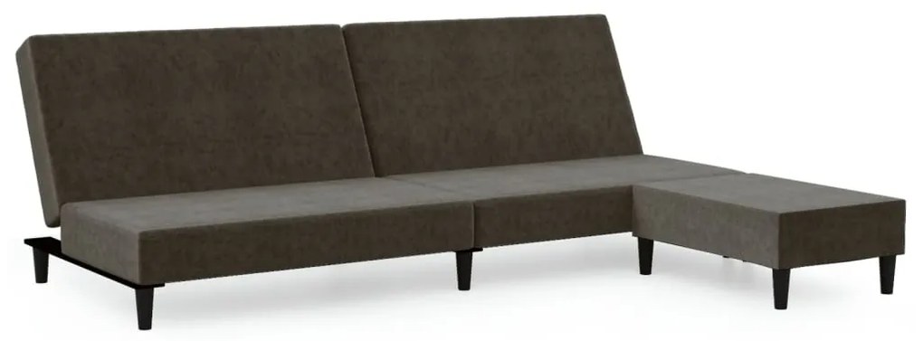 3080491 vidaXL Canapea extensibilă cu taburet, 2 locuri, gri închis, catifea