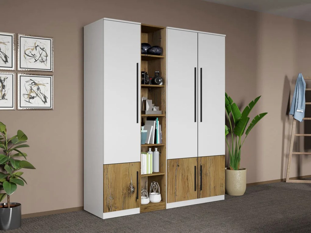 Set mobila dormitor 4 piese Alb/Stejar Eclipse C04