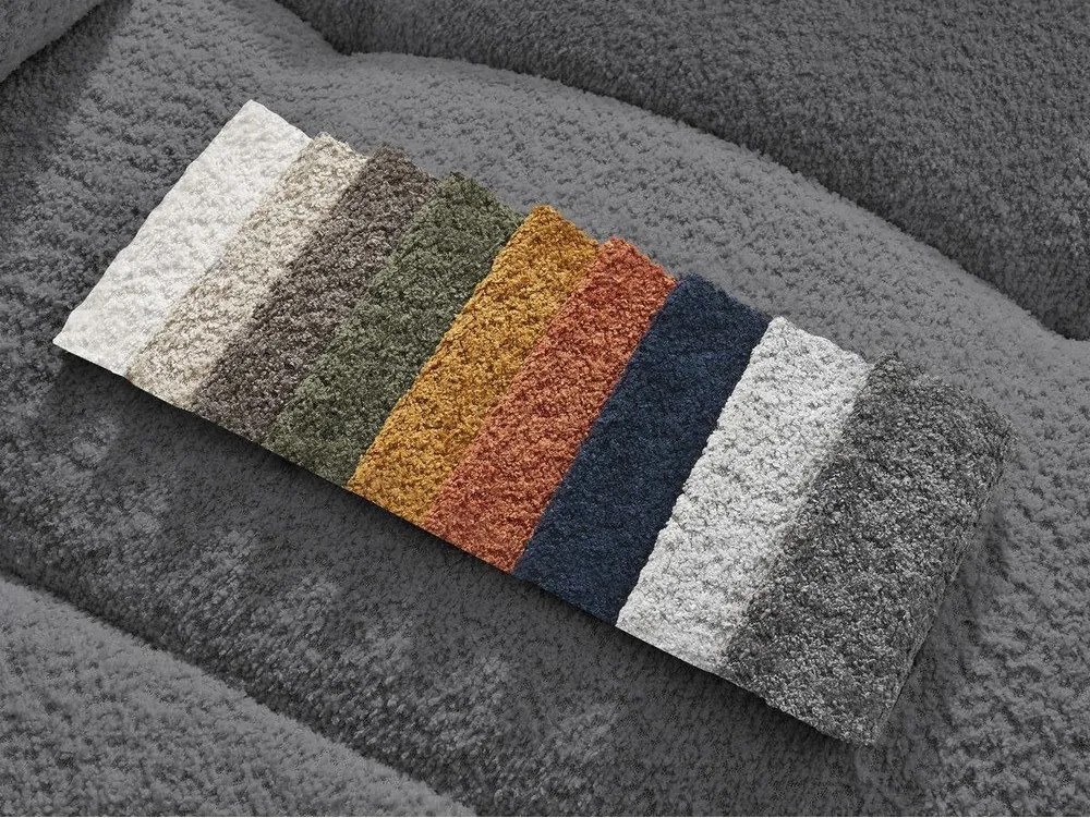 Colțar gri extensibil/cu spațiu de depozitare cu tapițerie din țesătură bouclé (cu colț pe partea dreaptă/cu șezlong) Roxelane – Bobochic Paris