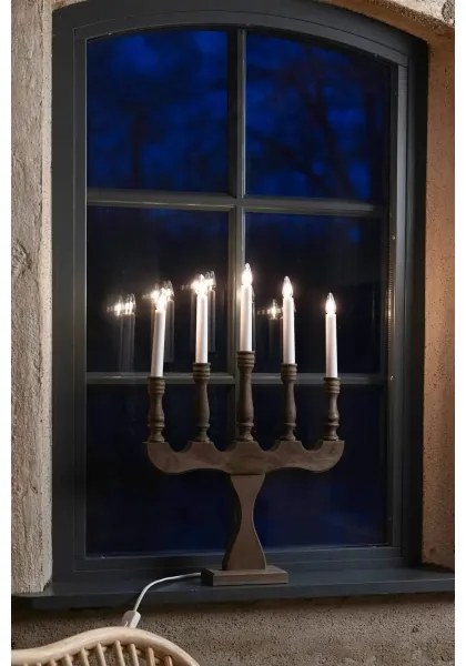 Markslöjd SVANEHOLM 706280 - Sfeșnic de Crăciun, 5xE10/3W/230V, pin/maro