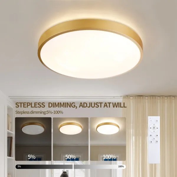Brilagi - Lampă LED dimabilă GLASS POOL DOUBLE LED/48W/230V 40 cm aurie + telecomandă