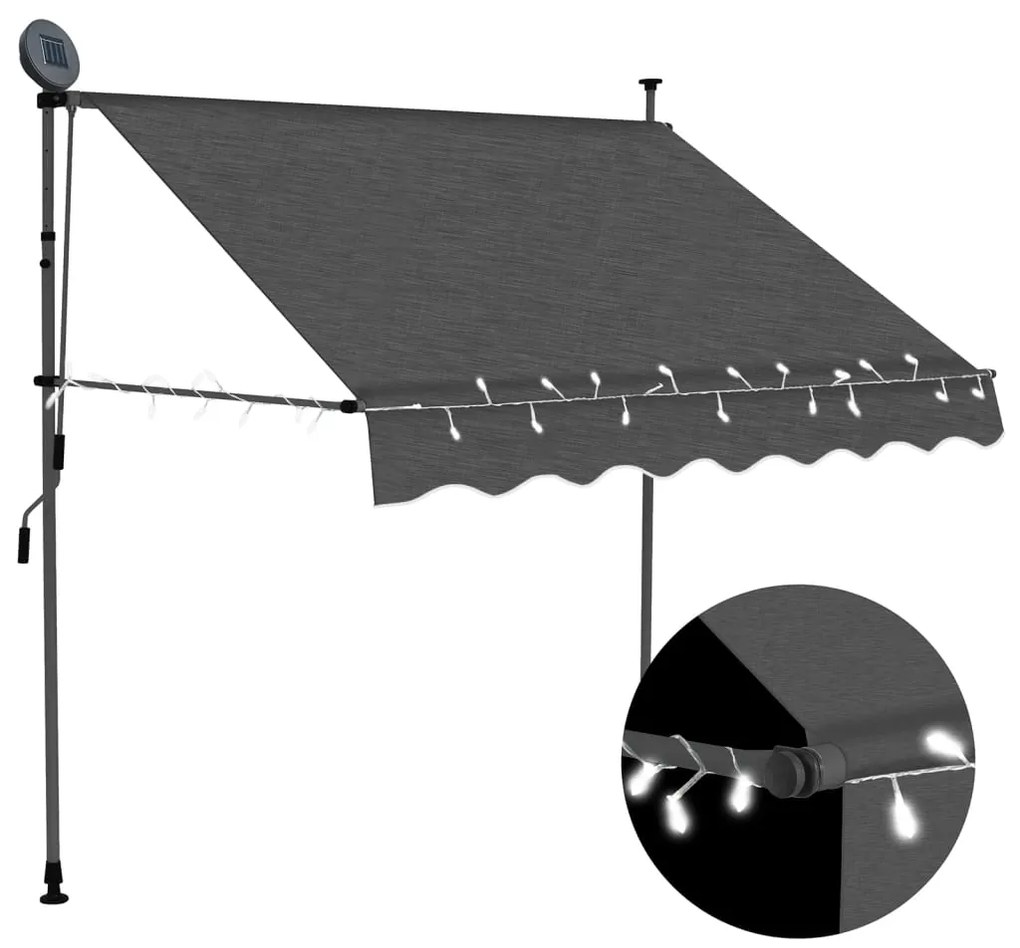 vidaXL Copertină retractabilă manual cu LED, antracit, 150 cm