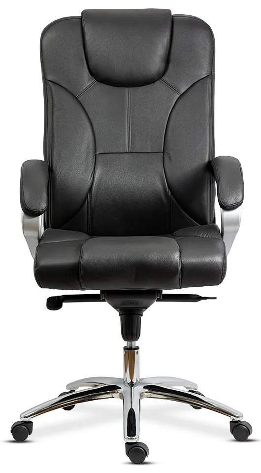 Scaun directorial din piele naturala cu bază cromată OFF 5860 negru