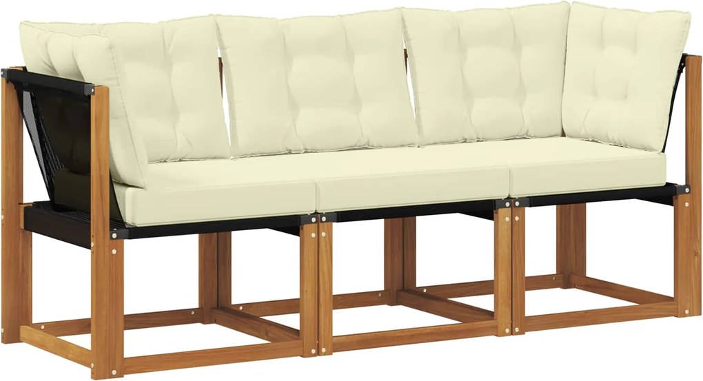 vidaXL Canapea de exterior din mijloc și colț 3 Bucată natural