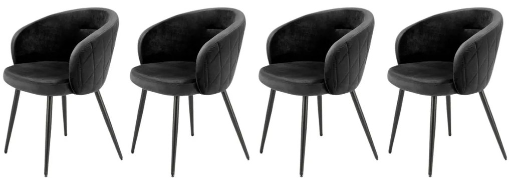 Set 4 scaune K430 velvet negru