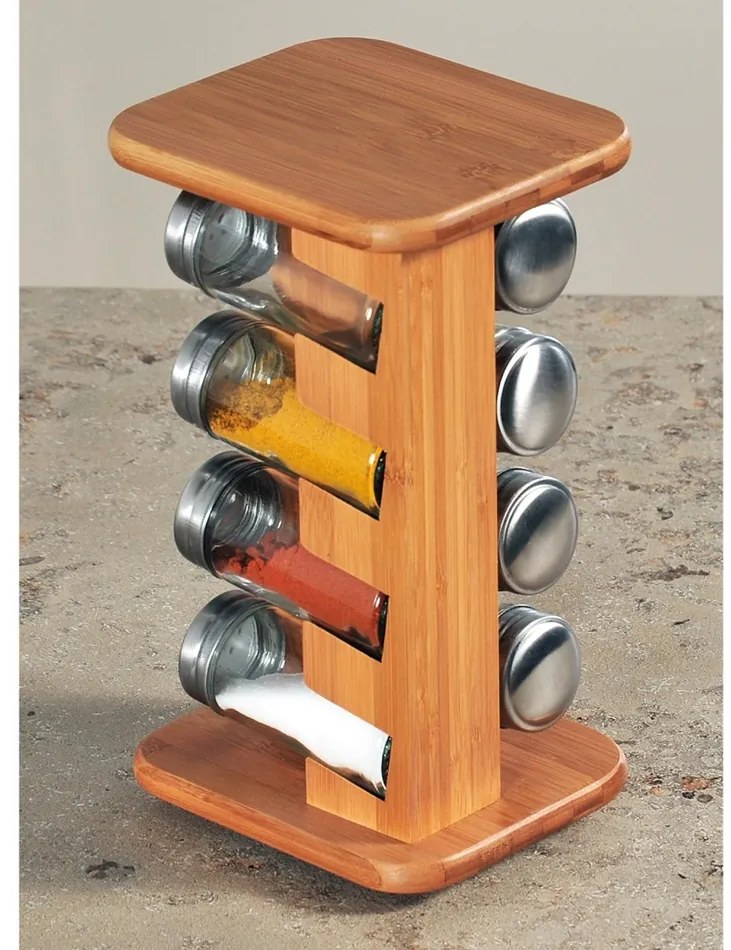 Suport pentru condimente Kesper 58099 cu 8recipiente, 13 x 25,5 x 15 cm