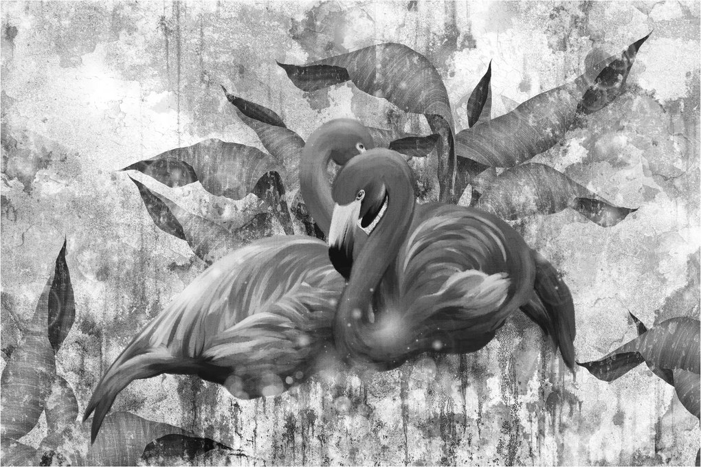 Tablou - Graffiti cu flamingo (90x60 cm)