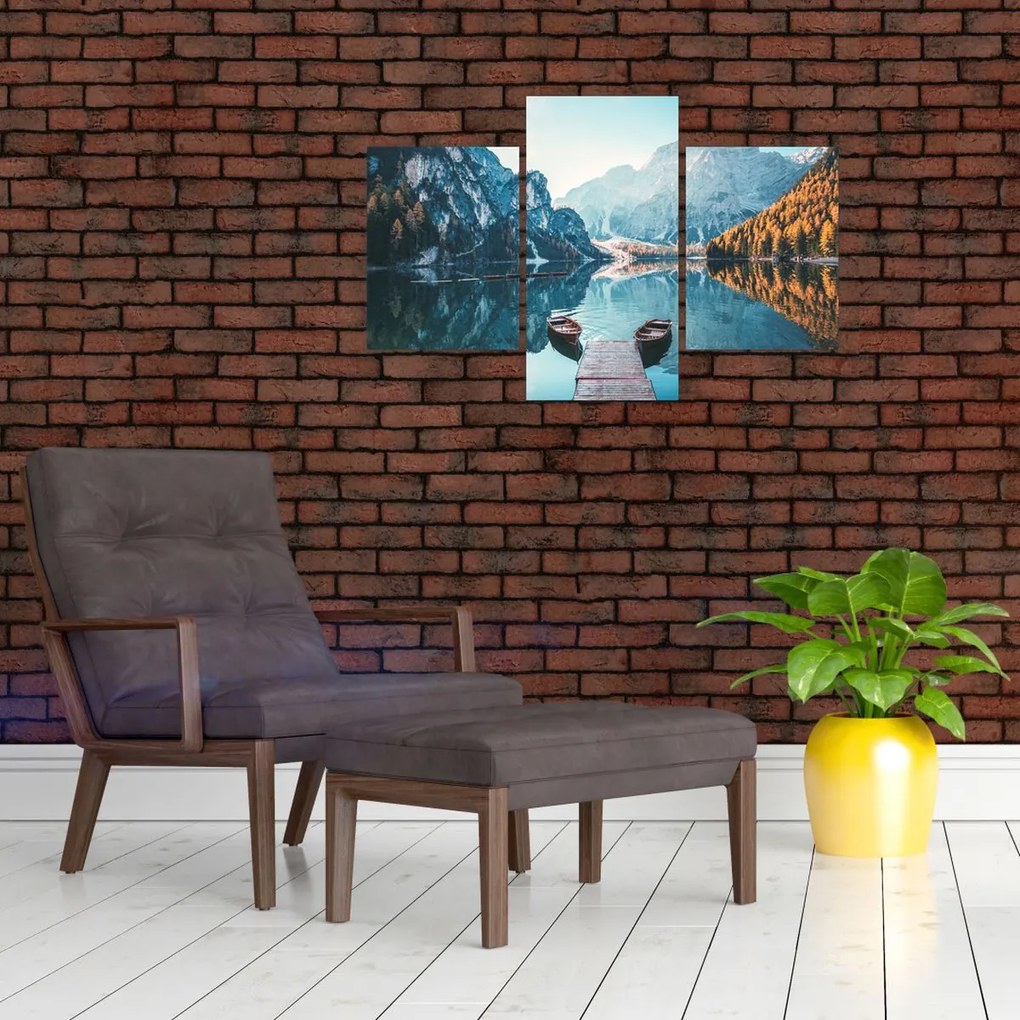 Tablou - Bărci pe Lacul Braies (90x60 cm)
