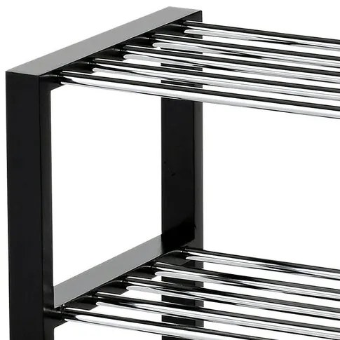 Raft pentru pantofi 4 niveluri negru/crom, 81x 30 x 73 cm, 4 etaje