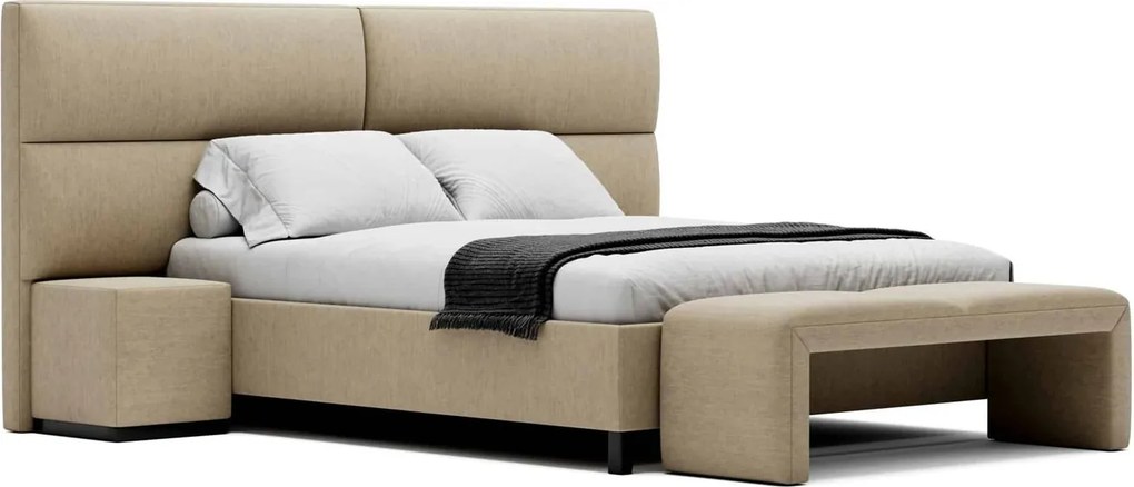Pat Swon Tapitat cu Saltea 140/160/180x200cm - 140x200