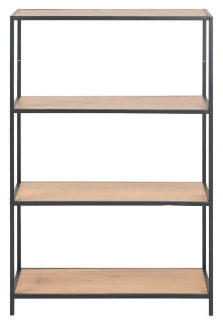 Bibliotecă neagră/în culoare naturală cu aspect de lemn de stejar 77x114 cm Seaford – Actona