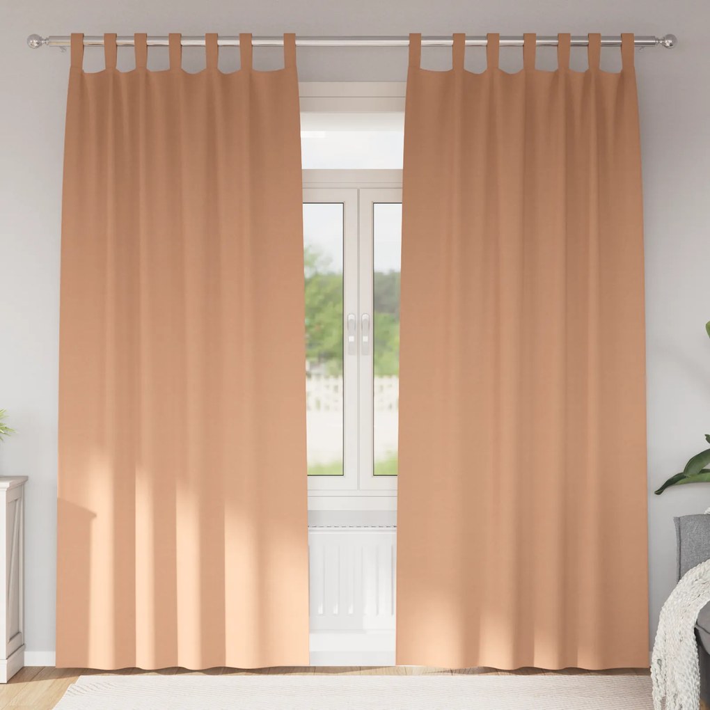 vidaXL Perdele opace 2 pcs Maro deschis 225 x 140 cm Poliester