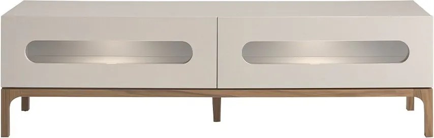 Comoda TV design modern cu iluminare interioara Gray and Walnut