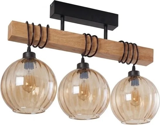 Brilagi - Lustră aplicată WOOD GLASS 3xE27/60W/230V pin/negru/maro fumuriu