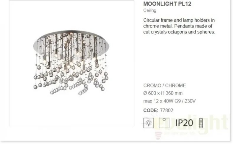 Plafonier cristal Venezian diam. 60cm MOONLIGHT PL12 077802