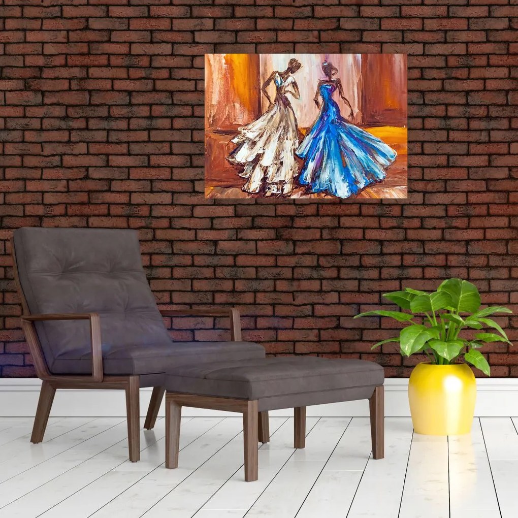 Tablou pe sticlă - Dansatoare, pictură în ulei (70x50 cm)