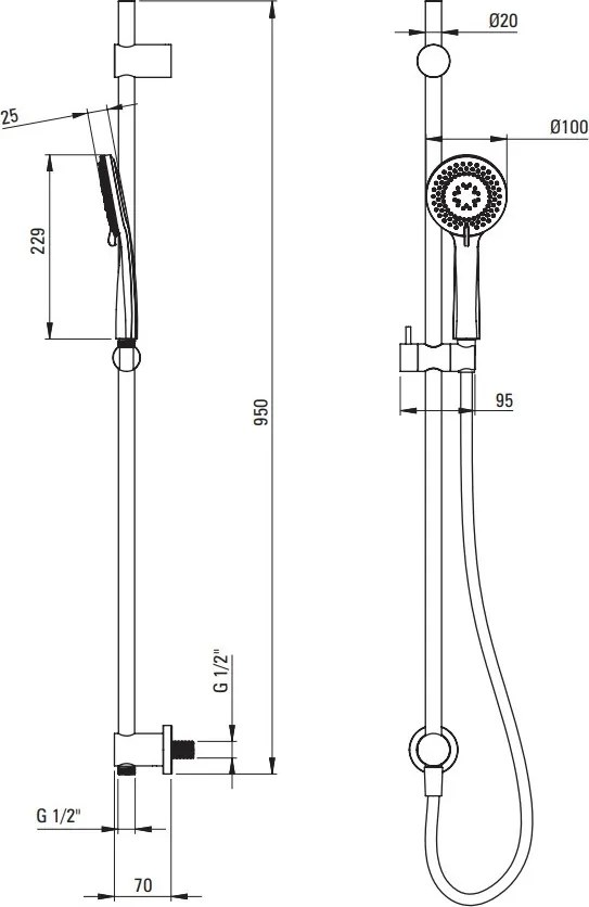 Arnika Titanium set de dus cu functie de alimentare 2 in1 finisaj antracit NQA_D61K