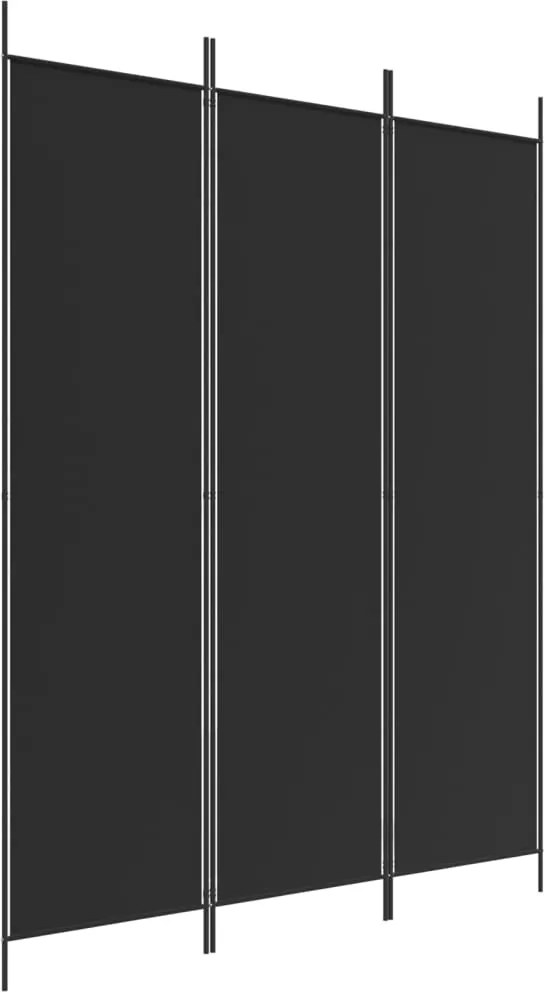 vidaXL Paravan de cameră cu 3 panouri, negru, 150x200 cm, textil