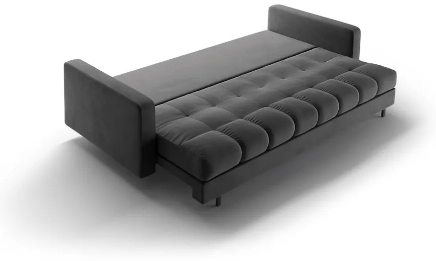 Canapea gri închis extensibilă, cu spațiu de depozitare cu tapițerie din catifea 222 cm Bali – Cosmopolitan Design