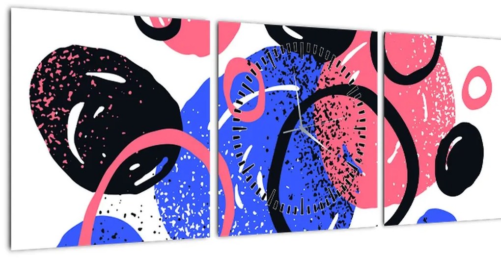 Tablou - Motiv cercuri în culori vii (cu ceas) (90x30 cm)